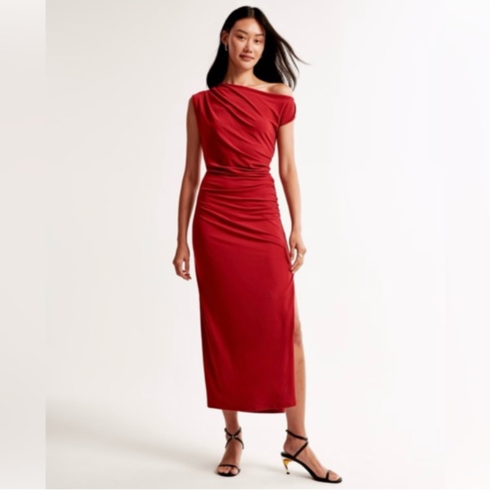Abercrombie Asymmetrical Draped Red Maxi Dress NWT size M